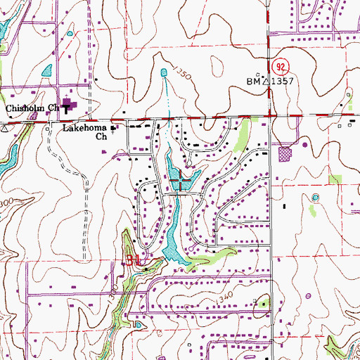 Topographic Map of Mustang Number 1 Dam, OK