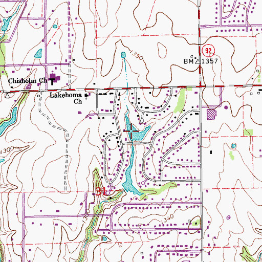 Topographic Map of Mustang Lake Number 1, OK