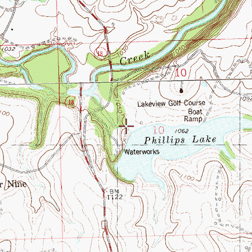 Topographic Map of Charlotte Lake Dam, OK