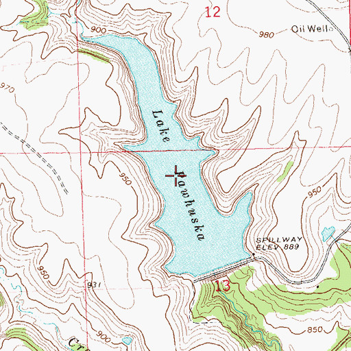 Topographic Map of Lake Pawhuska, OK