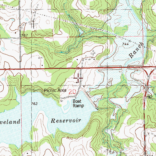 Topographic Map of Cleveland Lake Dam, OK