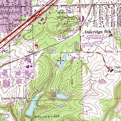 Topographic Map of Parthenia Number 3 Reservoir, OK