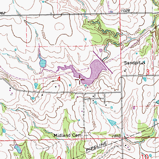 Topographic Map of Sandy Creek Site 18 Reservoir, OK