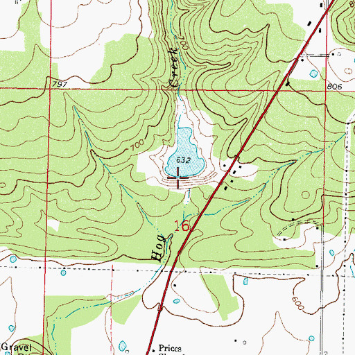Topographic Map of Sallisaw Creek Site 33 Dam, OK