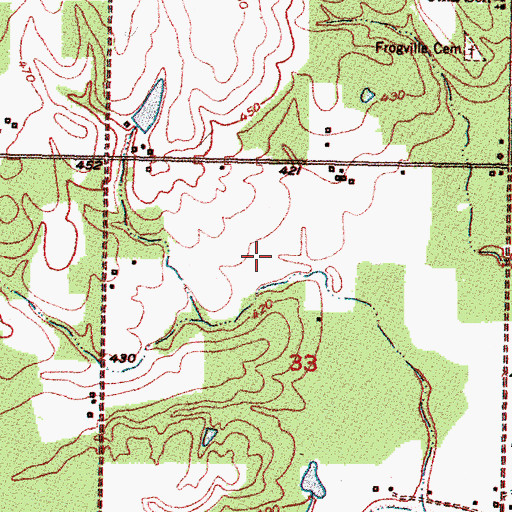 Topographic Map of Frogville Creek Site 1 Dam, OK