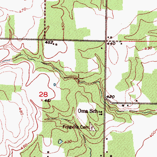 Topographic Map of Frogville Creek Site 2 Reservoir, OK