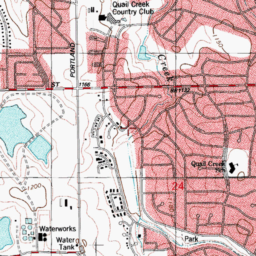 Topographic Map of Dry Creek Detention Dam, OK