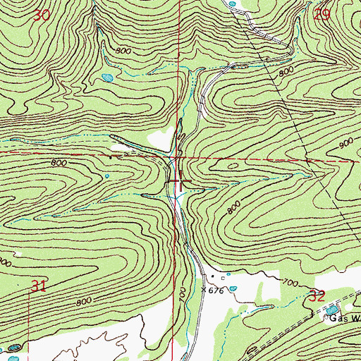 Topographic Map of Boiling Springs Site 1 Reservoir, OK