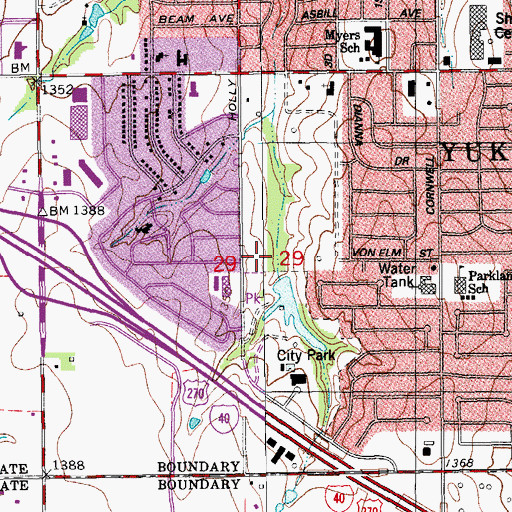 Topographic Map of Mulvey Pond Dam, OK