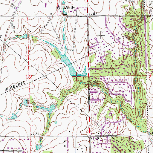 Topographic Map of Twin Bridges Dam, OK