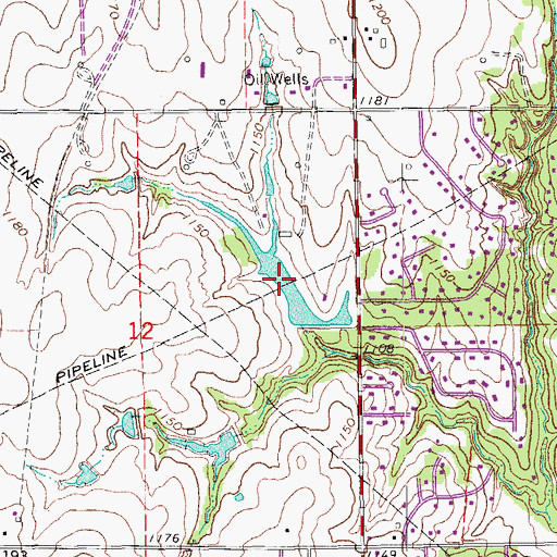 Topographic Map of Twin Bridges Lake, OK