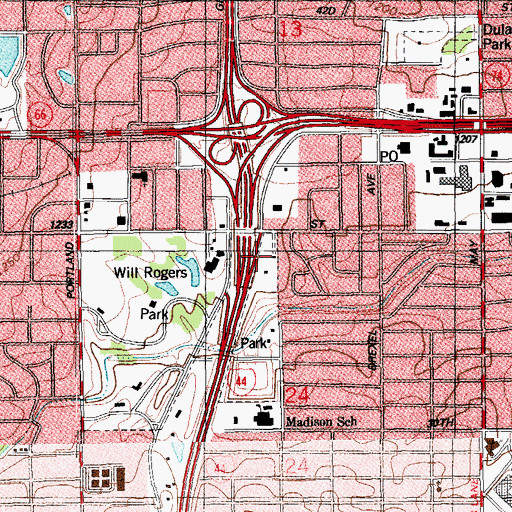 Topographic Map of Will Rogers Park Holding Pond Dam, OK