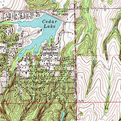 Topographic Map of Cedar Dam, OK