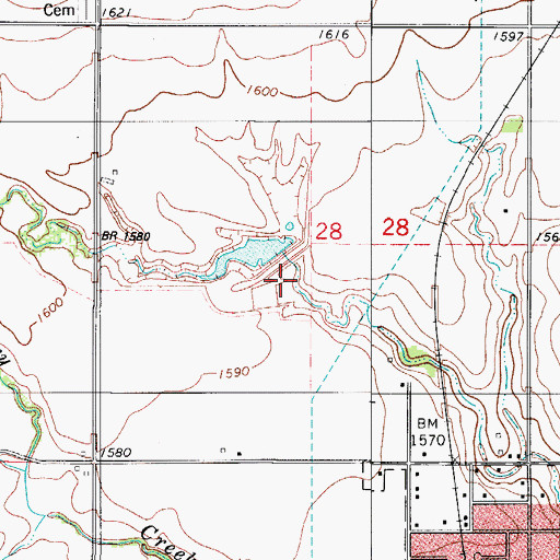 Topographic Map of Cavalry Creek Watershed 24 Dam, OK