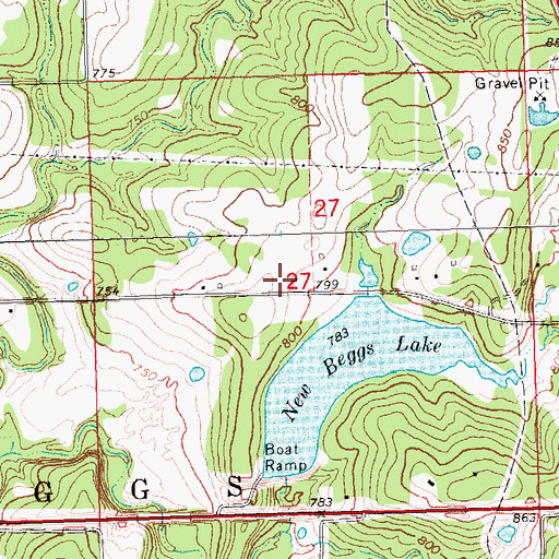 Topographic Map of New Beggs Lake, OK