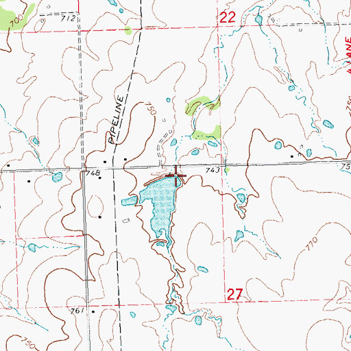 Topographic Map of Oknoname 111017 Dam, OK