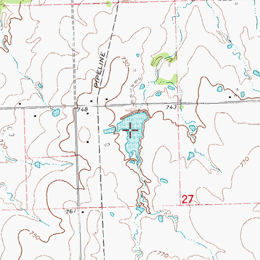 Topographic Map of Oknoname 111017 Reservoir, OK