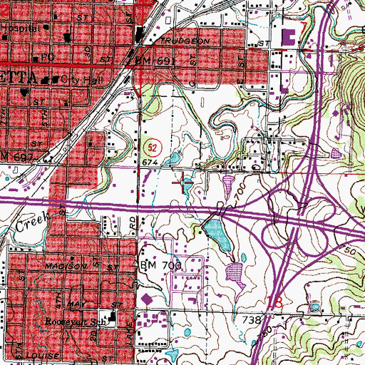 Topographic Map of Oknoname 111039 Reservoir, OK