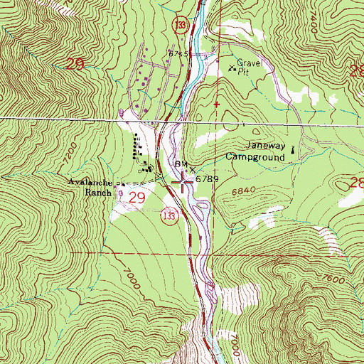 Topographic Map of Avalanche Creek, CO