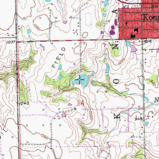 Topographic Map of Oknoname 133003 Reservoir, OK