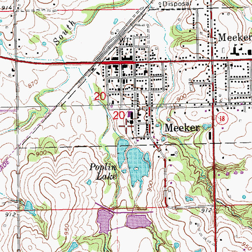 Topographic Map of Poplin Dam, OK