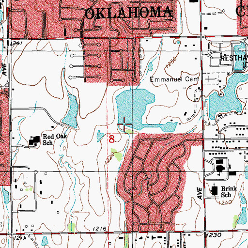Topographic Map of Oknoname 02701 Dam, OK
