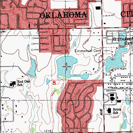 Topographic Map of Oknoname 02701 Reservoir, OK