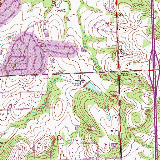 Topographic Map of Oknoname 143007 Dam, OK