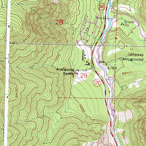 Topographic Map of Avalanche Ranch, CO