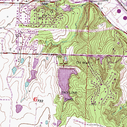 Topographic Map of Skyline Park Dam, OK