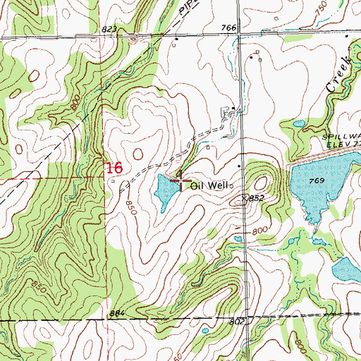 Topographic Map of Oknoname 037050 Dam, OK