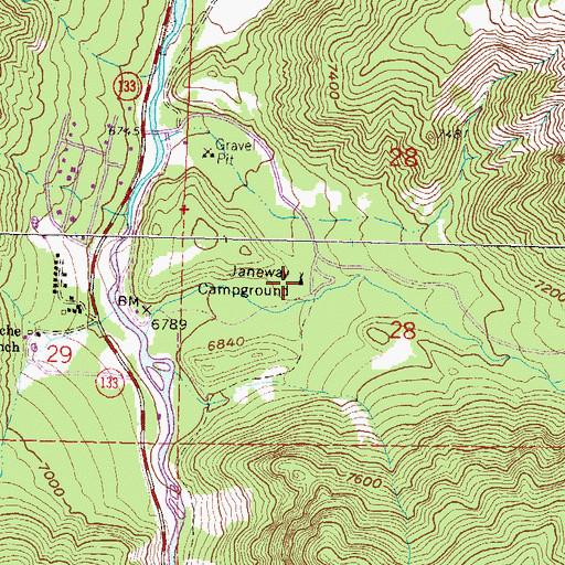 Topographic Map of Janeway Campground, CO