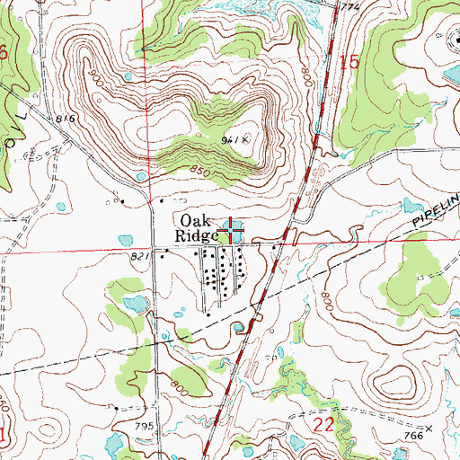 Topographic Map of Oknoname 113013 Dam, OK