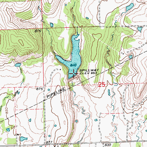 Topographic Map of Little Wewoka Creek Site 6 Dam, OK