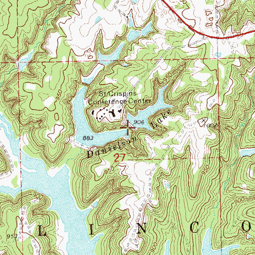 Topographic Map of Upper Danielson Lake, OK