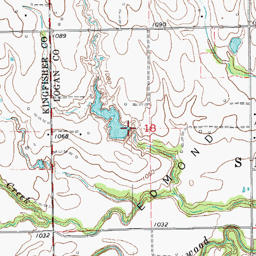 Topographic Map of Cottonwood Creek Site 12 Dam, OK