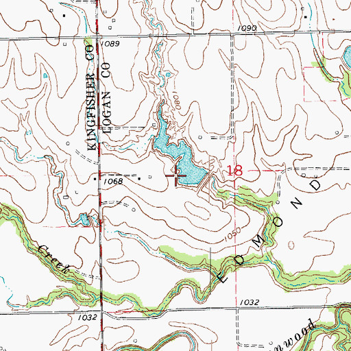 Topographic Map of Cottonwood Creek Site 12 Reservoir, OK