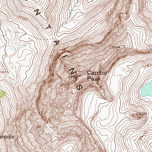 Topographic Map of Capitol Peak, CO