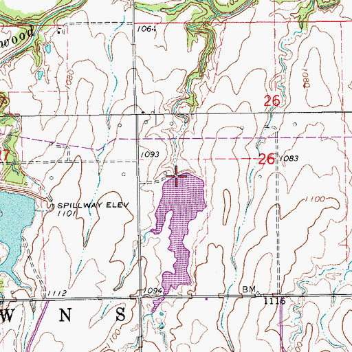 Topographic Map of Cottonwood Creek Site 19 Dam, OK