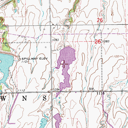 Topographic Map of Cottonwood Creek Site 19 Reservoir, OK