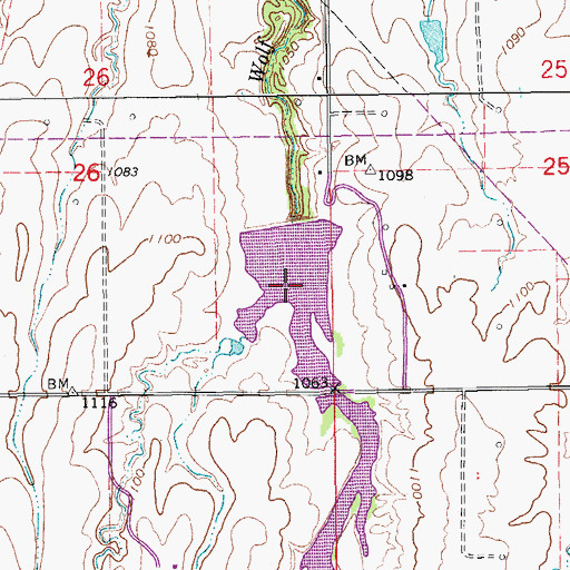Topographic Map of Cottonwood Creek Site 20 Reservoir, OK