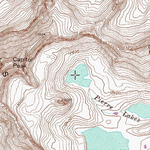 Topographic Map of Pierre Lakes, CO