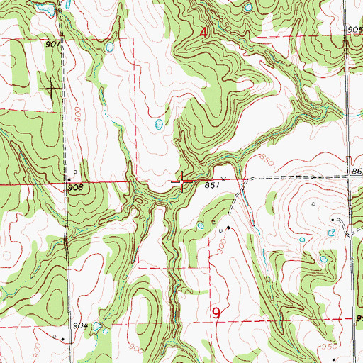 Topographic Map of Okfuskee Tributaries Site H-6 Dam, OK