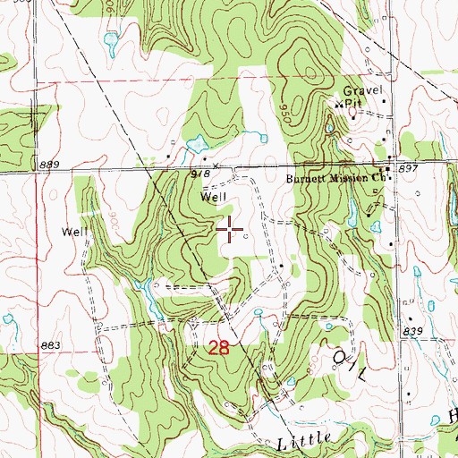 Topographic Map of Okfuskee Tributaries Site H-8 Dam, OK