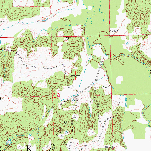 Topographic Map of Okfuskee Tributaries Site H-10 Reservoir, OK