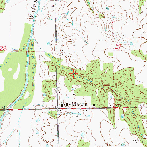 Topographic Map of Okfuskee Tributaries Site W-2 Reservoir, OK