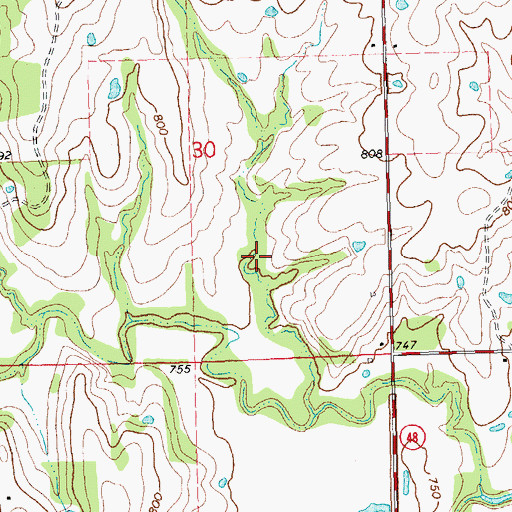 Topographic Map of Okfuskee Tributaries Site W-8 Reservoir, OK
