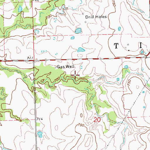 Topographic Map of Okfuskee Tributaries Site N-2 Dam, OK