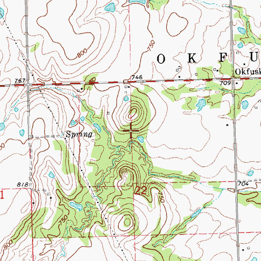 Topographic Map of Okfuskee Tributaries Site N-10 Dam, OK