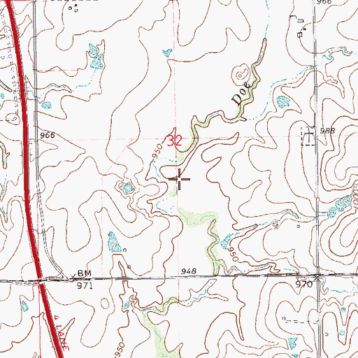 Topographic Map of Upper Red Rock Creek Site 3 Reservoir, OK